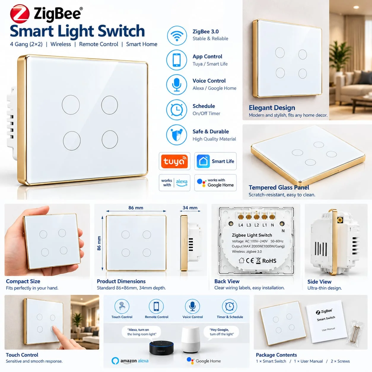 SMART SWITCH 4 GANG ZIGBEE