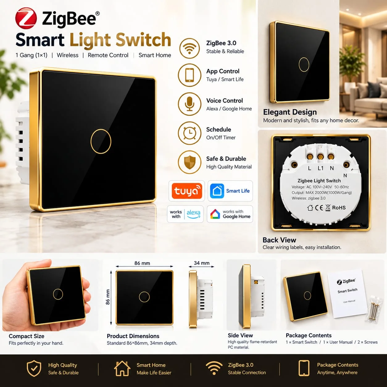 SMART SWITCH 1 GANG ZIGBEE