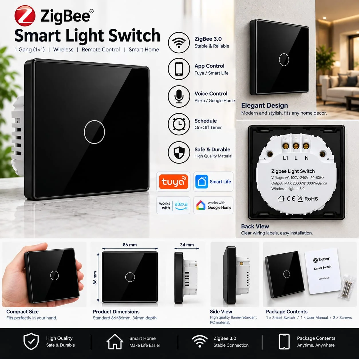 SMART SWITCH 1 GANG ZIGBEE