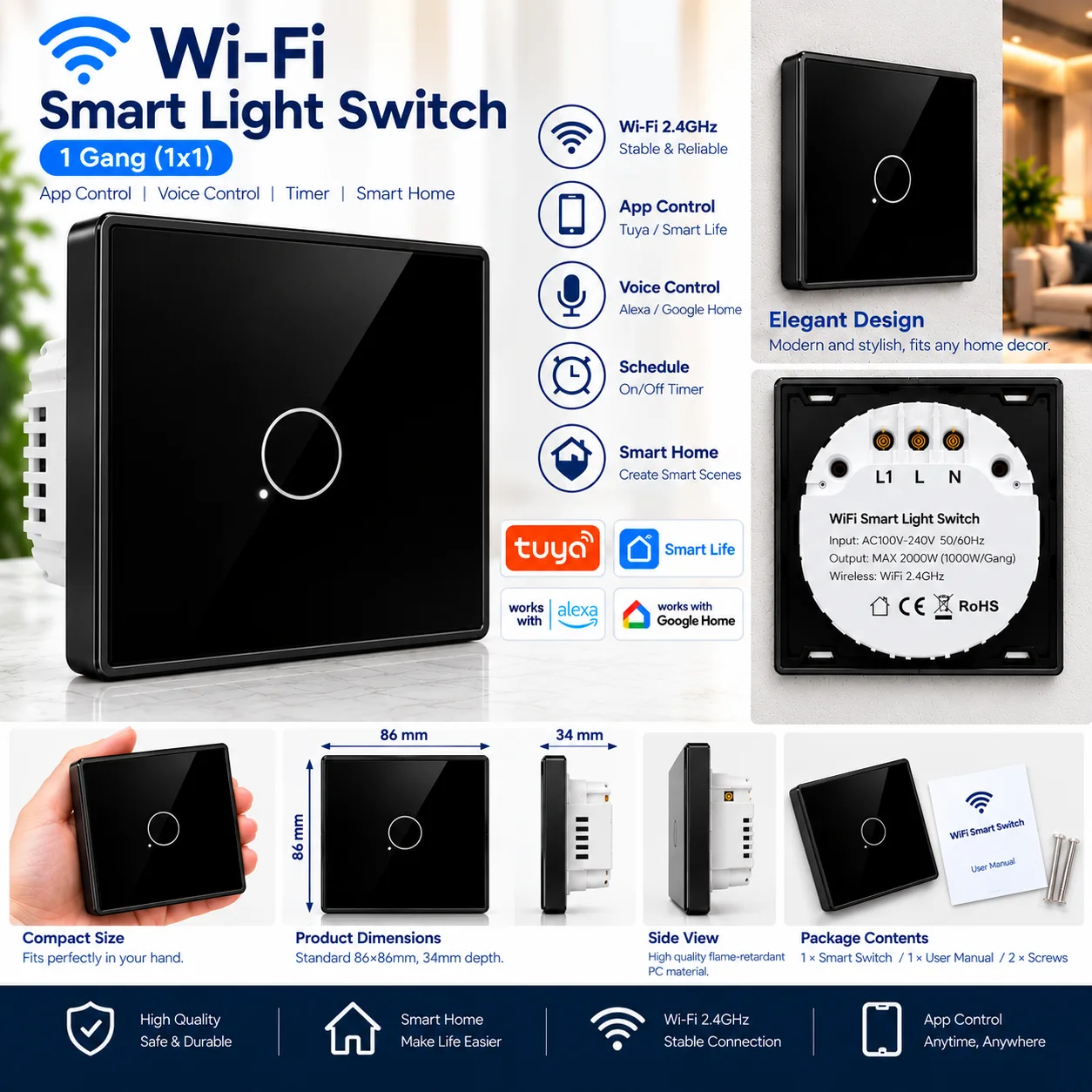 SMART SWITCH 1 GANG WIFI